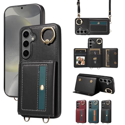 nancencen Hülle für Samsung Galaxy S24 Plus Handyhülle mit Band, Anti-Fingerabdruck Silikon Schutzhülle 360 Grad Drehring, Kartenfach, Zum Umhängen Leder Stoßfestes Case, Schwarz nancencen Hülle für Samsung Galaxy S24 Plus Handyhülle mit Band, Anti-Fingerabdruck Silikon Schutzhülle 360 Grad Drehring, Kartenfach, Zum Umhängen Leder Stoßfestes Case, Schwarz von nancencen