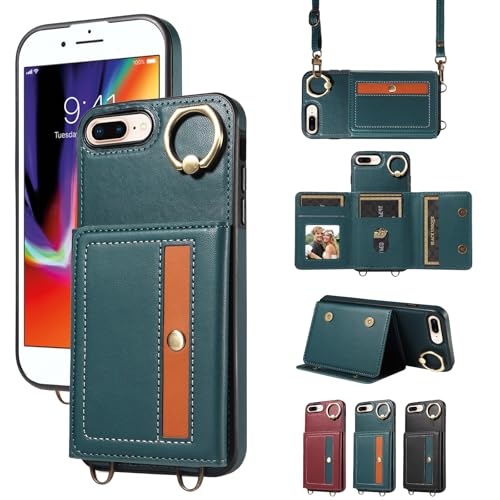nancencen Hülle für iPhone 7 Plus/iPhone 8 Plus Handyhülle mit Band, Anti-Fingerabdruck Silikon Schutzhülle 360 Grad Drehring, Kartenfach, Zum Umhängen Leder Stoßfestes Case, Blau nancencen Hülle für iPhone 7 Plus/iPhone 8 Plus Handyhülle mit Band, Anti-Fingerabdruck Silikon Schutzhülle 360 Grad Drehring, Kartenfach, Zum Umhängen Leder Stoßfestes Case, Blau von nancencen