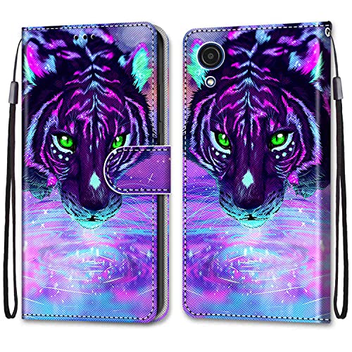 nancencen Kompatibel mit Samsung Galaxy A03 Core Handyhülle, PU Leder Flip Cover Wallet Hülle (Anti-Fall) für Samsung Galaxy A03 Core - Lila Tiger von nancencen