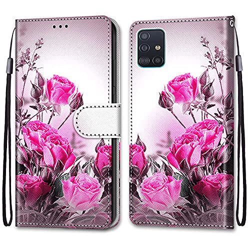 nancencen Kompatibel mit Samsung Galaxy A51 Handyhülle, PU Leder Flip Cover Wallet Hülle (Anti-Fall) Anwendbar Samsung Galaxy A51 - Blumen von nancencen