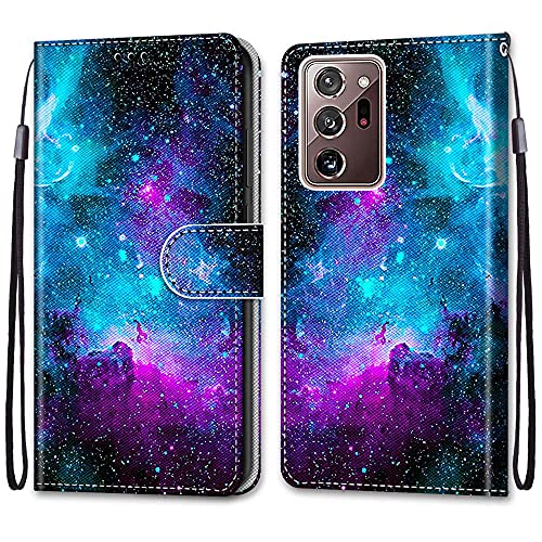 nancencen Kompatibel mit Samsung Galaxy Note 20 Ultra/Note 20 Plus 5G Handyhülle, Flip Cover Schutzhülle (Anti-Fall) Kartenschlitz Portemonnaie Stil - Galaxis von nancencen