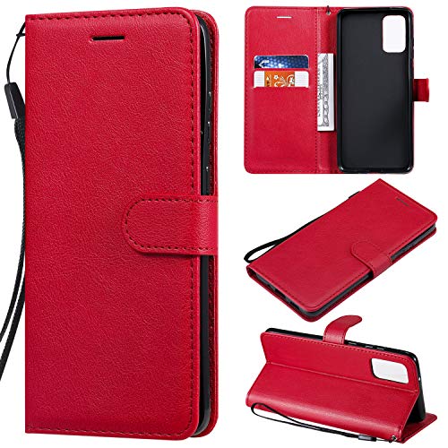 nancencen Kompatibel mit Samsung Galaxy S11 Handyhülle, PU Ledertasche Kartenfach TPU Wallet Case Flip Schutzhülle für Samsung Galaxy S11 - Rot von nancencen