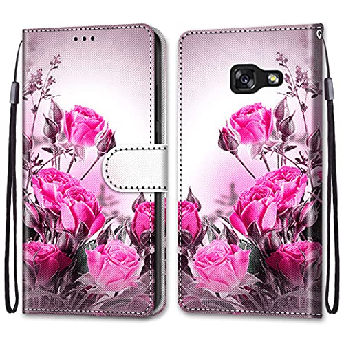 nancencen Kompatibel mit Samsung Galaxy SM-A520F / A5 2017 Handyhülle, PU Leder Flip Cover Wallet Hülle (Anti-Fall) - Blumen von nancencen