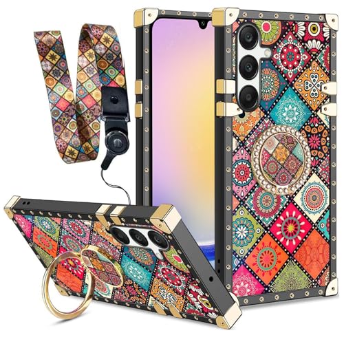 Schutzhülle für Galaxy A25 5G, mit Ringständer, Blume, Retro-Muster, Metall, verstärkte Ecken, stoßfest, für Mädchen und Frauen, niedliche Handyhülle für Samsung Galaxy A25 5G Schutzhülle für Galaxy A25 5G, mit Ringständer, Blume, Retro-Muster, Metall, verstärkte Ecken, stoßfest, für Mädchen und Frauen, niedliche Handyhülle für Samsung Galaxy A25 5G von nancheng