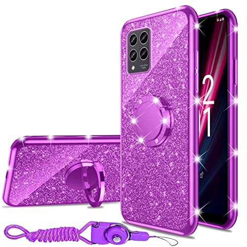 nancheng Schutzhülle für T-Mobile Revvl 6 Pro 5G / T-Mobile Revvl 6X Pro 5G mit Ringständer, Schlüsselband, Stoßschutz, stoßfest, niedlich, weiche TPU-Glitzer-Abdeckung für Mädchen und Frauen, Violett nancheng Schutzhülle für T-Mobile Revvl 6 Pro 5G / T-Mobile Revvl 6X Pro 5G mit Ringständer, Schlüsselband, Stoßschutz, stoßfest, niedlich, weiche TPU-Glitzer-Abdeckung für Mädchen und Frauen, Violett von nancheng
