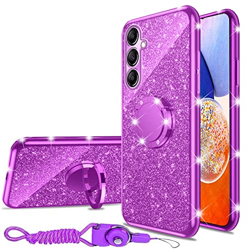 nancheng Für Samsung A14 5G Hülle Mädchen Frauen Glitzer Niedlich Weich TPU Abdeckung mit Ring Kickstand Strap Lanyard Bumper Stoßfest Schutzhülle Handyhülle für Samsung Galaxy A14 5G (6.6 Zoll),Lila nancheng Für Samsung A14 5G Hülle Mädchen Frauen Glitzer Niedlich Weich TPU Abdeckung mit Ring Kickstand Strap Lanyard Bumper Stoßfest Schutzhülle Handyhülle für Samsung Galaxy A14 5G (6.6 Zoll),Lila von nancheng
