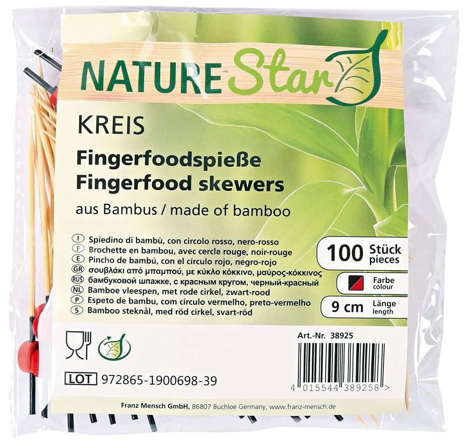 NATURE Star Fingerfood-Spieße Disc, aus Bambus, Länge: 90 mm von nature star