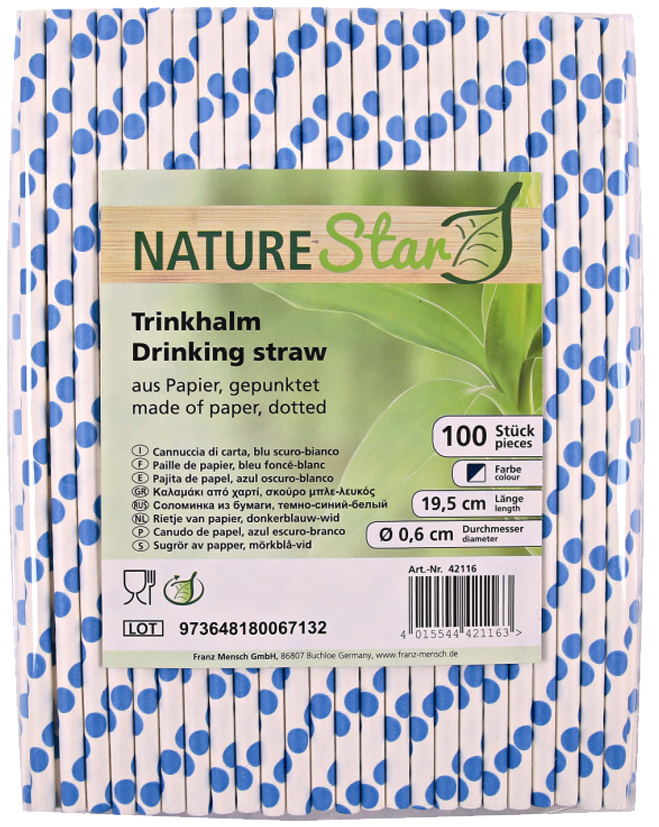NATURE Star Papier-Trinkhalm, 197 mm, dunkelblau/weiß von nature star