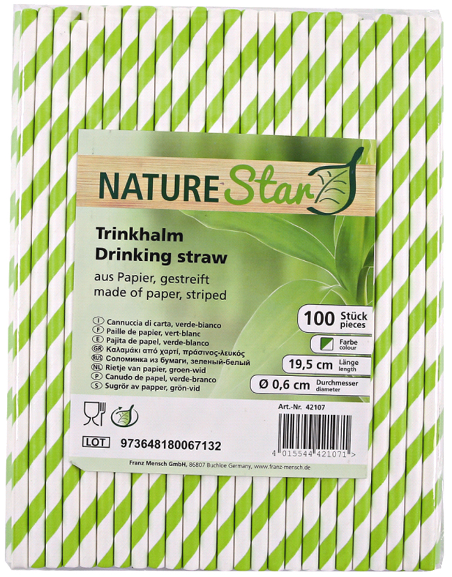 NATURE Star Papier-Trinkhalm Classic, 197 mm, grün/weiß von nature star