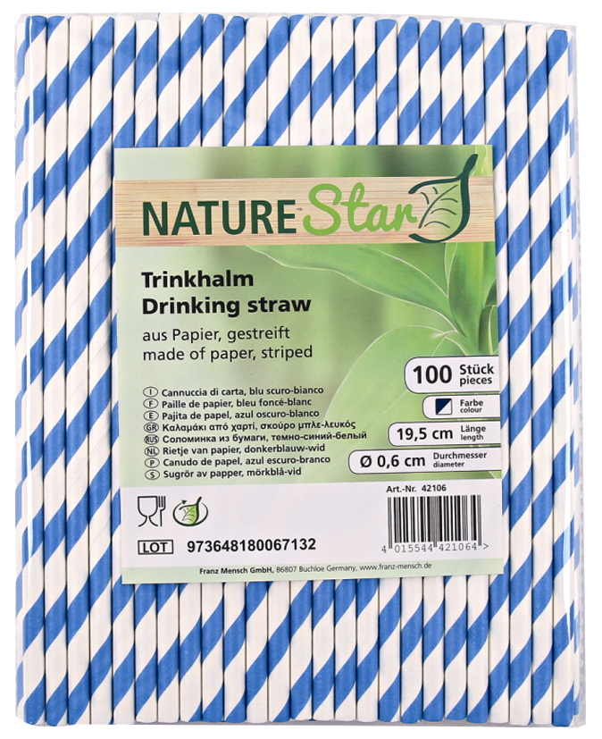 NATURE Star Papier-Trinkhalm Classic, 197 mm,dunkelblau/weiß von nature star