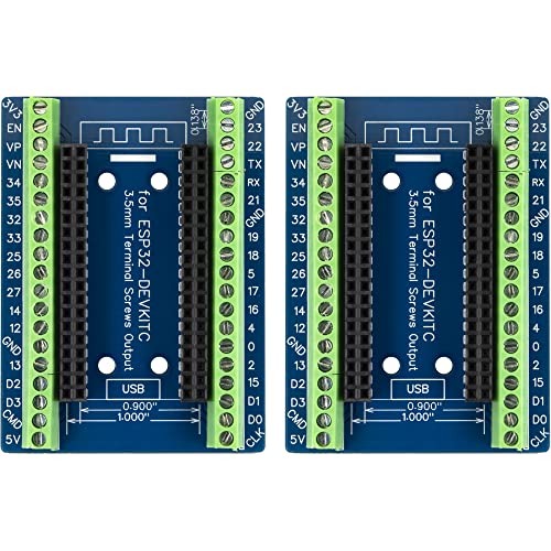Für ESP32 Breakout Board 3,5 mm / 0,14 Zoll Terminal GPIO Erweiterungsplatine für 2,3 cm / 2,5 cm Größe ESP32 Modul ESP-WROOM-32 ESP32-DevKitC (2 Stück) von naughtystarts