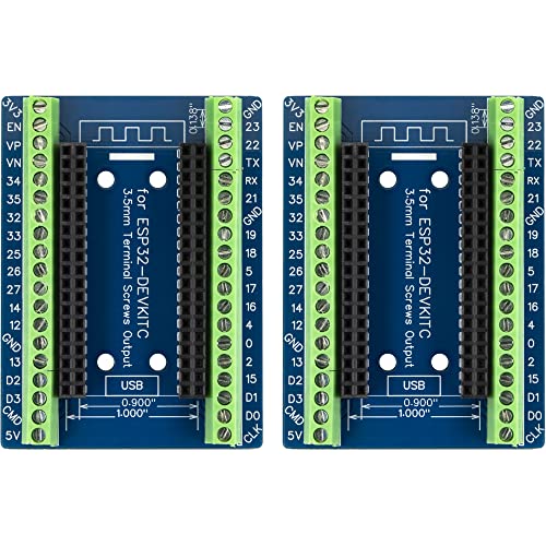 naughtystarts Für ESP32 Breakout Board 3,5 mm / 0,14 Zoll Terminal GPIO Erweiterungsplatine für 2,3 cm / 2,5 cm Größe ESP32 Modul ESP-WROOM-32 ESP32-DevKitC (2 Stück) von naughtystarts