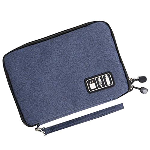 Elektronik-Organizer, Elektronisches Zubehör, Kabel-Organizer-Tasche, doppelschichtig, für Ladekabel, Handy, iPad blau blau L von nawaish
