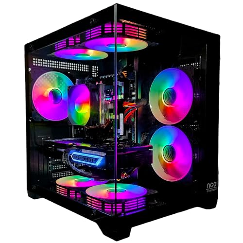 Gaming PC Phantom Black | NVIDIA RTX 4060 | 32GB RAM 500GB SSD | Intel XEON 10 Kerner | RGB Lüfter mit Fernbedienung | Luftkühlung | WLAN 5 | Win 11 von nca the pc store
