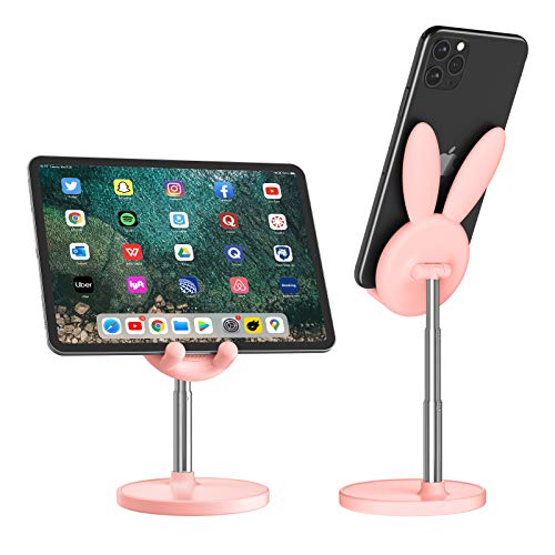 nediea Cute Bunny Handyhalter, Desktop-Handy-Ständer, Höhe und Winkel verstellbar, kompatibel mit den meisten Handys oder Tablets (Rosa) von nediea