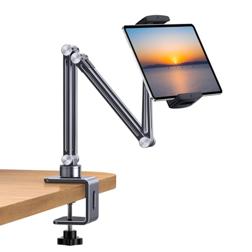 nediea Tablet-Ständer für Schreibtisch, verstellbarer Tablet-Ständer mit Klemmhalterung, 360° drehbarer Aluminium-Tablettenarm, kompatibel mit Geräten von 10,2 - 32,9 cm, universell für Schreibtisch nediea Tablet-Ständer für Schreibtisch, verstellbarer Tablet-Ständer mit Klemmhalterung, 360° drehbarer Aluminium-Tablettenarm, kompatibel mit Geräten von 10,2 - 32,9 cm, universell für Schreibtisch von nediea