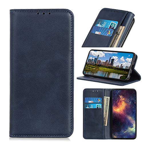 neinei Schutzhülle für Samsung Galaxy Xcover 5, Schutzhülle aus Leder mit [Kartenfächern] [Magnet] [Standfunktion], Textur aus Rindsleder PU/TPU, Brieftasche, Blau von neinei