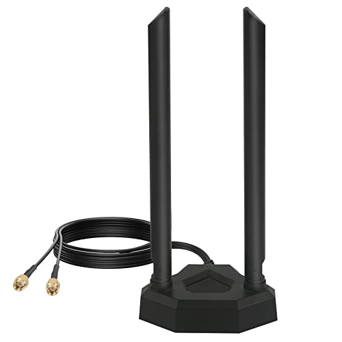 Nelawya Dualband-WLAN-Antenne 8 dBi 2,4 GHz 5 GHz 5,8 GHz RP-SMA-Adapter mit Magnetfuß Innenantenne Kompatibel -Überwachungskamerakarte PCI Wireless Router Bluetooth TP-Link Dlink von nelawya