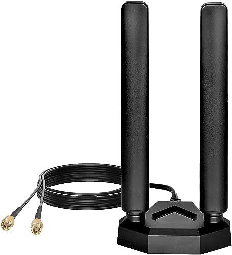 Nelawya Tri Band WiFi 6E Antenne 8dBi 2.4GHz 5.8GHz 6GHz WLAN Antenne mit Magnetfuß RP-SMA Stecker Innenantenne Kompatibel mit WLAN Wireless Router Bluetooth WiFi Security Kamera von nelawya