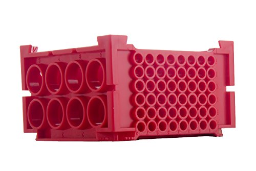 Moonlab-4-0008 Rotating Vario-Rack für Reaktionsgefäße, PP, autoklavierbar, 109 mm x 68 mm x 109 mm, Rot von neoLab