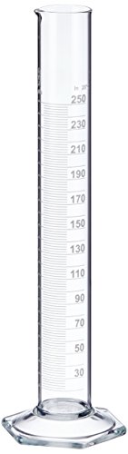 NeoLab E-1267 Measuring Cylinder, Tall pattern, Hex Foot, Class B Borosilicate Glass, 250 ml von neoLab