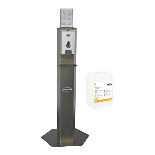 neoLab 1-0683 Edelstahl Desinfektionssäule Einschließlich Spender 1L, Nachfüllbar, 1200mm Höhe von neoLab