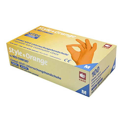 neoLab 1-0834 Nitril Einmalhandschuhe, Größe S, Orange, 100 Stück von neoLab