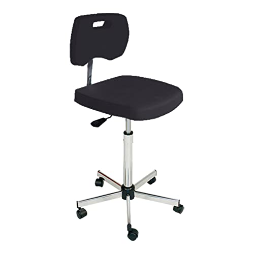 neoLab Stahl Verchromt Laborstuhl mit PU-Schaum-Sitzfläche und Rollen, Silber/Schwarz, 45cm-58cm Höhenverstellung von neoLab