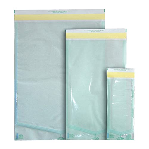 neoLab Papier/Polyethylenterephthalat/Polypropylen Sterilisationsbeutel ohne Falte, Selbstklebend, Grün, 203mm x 90mm, 200 Stück von neoLab