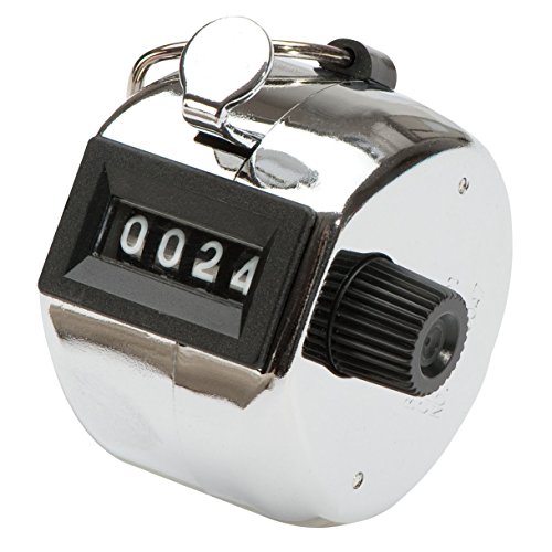 neoLab Messing Verchromt Hand-Stückzähler Economy mit Schraubplatte, Silber, Stückzählung bis 0-9999, 45mm Durchmesser von neoLab