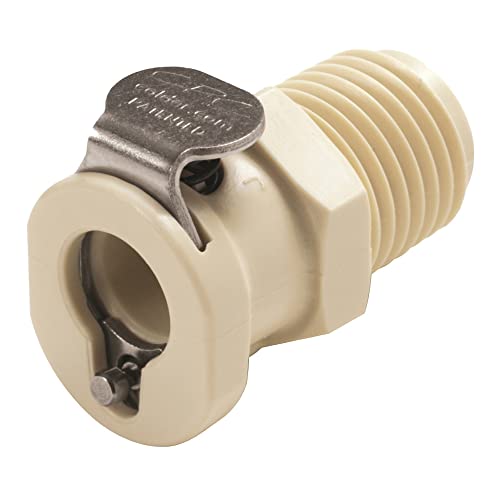 neoLab 2-0853 Polypropylen Schnellkupplung, Kupplungsteil Weiblich, Mit Außengewinde, Absperrung, 1/8" Gewinde NPT, Ohne Schlaucholive, Beige von neoLab