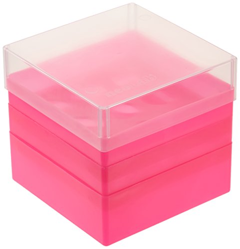 neoLabLine Polypropylen Aufbewahrungsbox mit Verschluss für 50 mL-Röhrchen, 3 x 3 Plätze, Pink von neoLab