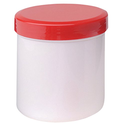 neoLab Polypropylen Schraubdeckeldosen, 250 ml Kapazität, Weiß/Rot, 69 mm Durchmesser, 78 mm Höhe, 15 Stück von neoLab