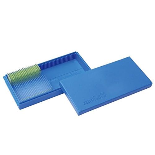 neoLab Polystyrol Objektträger-Kasten mit Stülpverschluss für 50 St., Blau, 177mm x 83mm x 32mm von neoLab