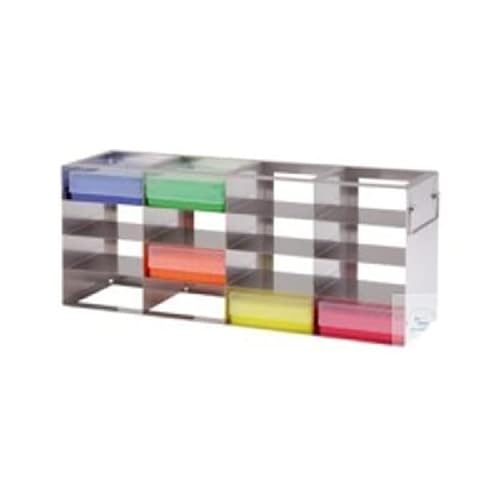Cryomaster Edelstahl Schrankgestell mit 4 x 4 Fächer für 50er Boxen, Silber, 565mm x 142mm x 224mm von Cryomaster