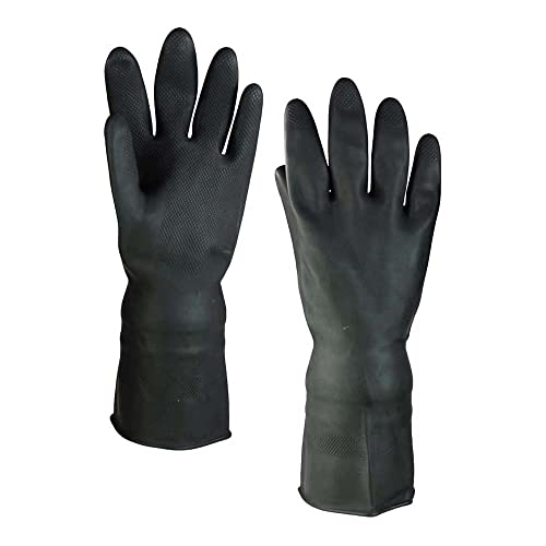 neoLab 2-4277 Naturlatex Allzweckhandschuh, Reissfester Rollrand, 320mm Lang, Größe XL/6.5/Extra Groß, Schwarz von neoLab