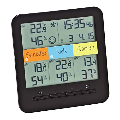 neoLab 2-5441 Funk Thermo/Hygrometer mit 3 Kabellosen Sender, 128mm x 32mm, Schwarz von neoLab