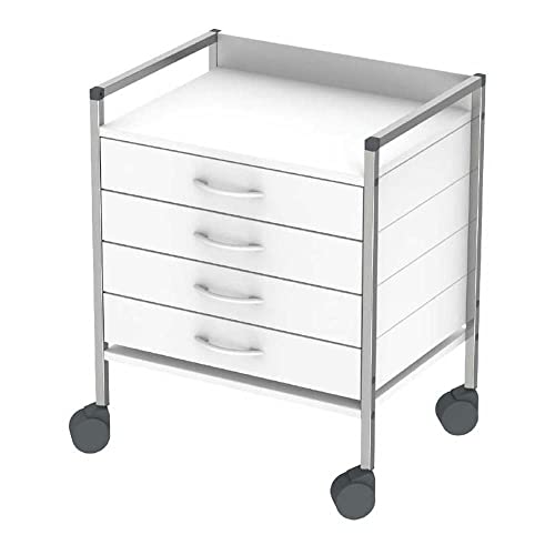 neoLab 2-7023 Stahl/Verchromt Variocar Basiswagen mit 4 Schubladen, 60cm Länge x 45cm Breite x 73cm Höhe, Silber/Weiß neoLab 2-7023 Stahl/Verchromt Variocar Basiswagen mit 4 Schubladen, 60cm Länge x 45cm Breite x 73cm Höhe, Silber/Weiß von neoLab