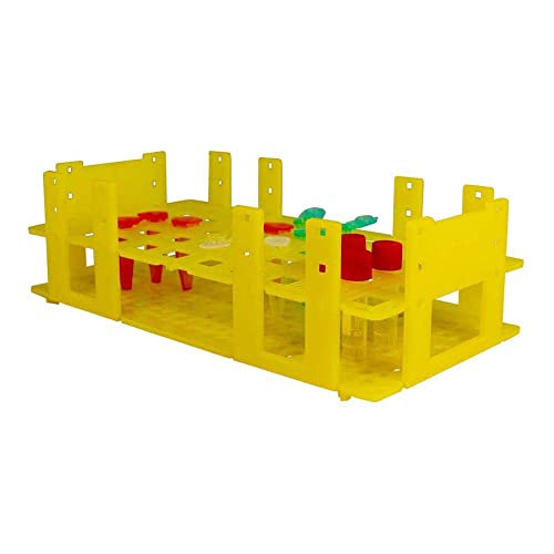 neoLab 6-2605 neoLabLine Polypropylen Multifunktionsrack für Röhrchen, 50 Kapazität, 16mm für Gefäße Durchmesser, Gelb von neoLab