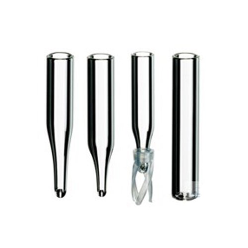 neoLab 7-0637 Mikroeinsätze für Flaschen mit Weiter Öffnung, 0.2 mL, Klarglas, Boden Flach (100-er Pack) von neoLab