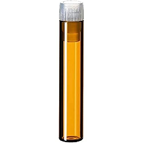 neochrom Borosilikatglas Flachbodengläser mit 8mm PE-Stopfen und Einschubsperre, 1mL Kapazität, Braun/Transparent, 40mm Höhe x 8.2mm Durchmesser, 100 Stück von neochrom