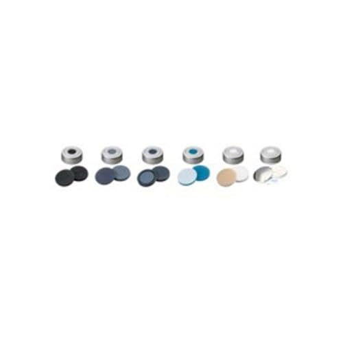 neochrom Headspace-Kappe mit Silikon/PTFE Loch, Über-Drucksicherung, Silber/Weiß/Beige, 20mm Durchmesser, 100 Stück von neochrom
