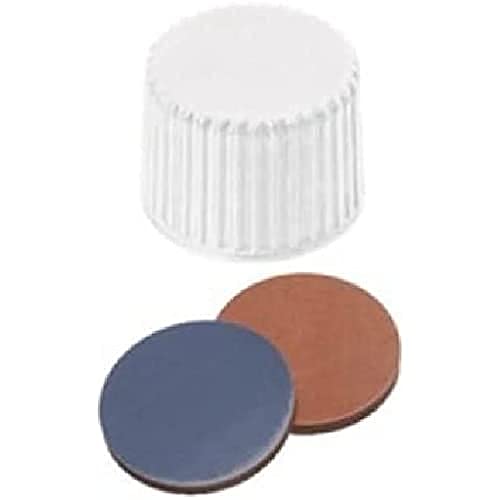 neochrom Polypropylen Schraubkappen mit Butyl/PTFE Einlagen, Geschlossen, Rot/Grau/Weiß, 20mm Durchmesser, 100 Stück von neochrom