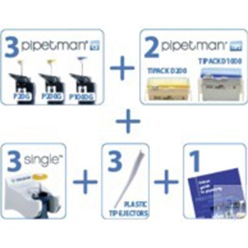 Gilson PIPETMAN G Starter Kit mit P20G, P200G, P1000G Mikrolieterpipetten und Pipettenspitzen, Mehrfarbig Gilson PIPETMAN G Starter Kit mit P20G, P200G, P1000G Mikrolieterpipetten und Pipettenspitzen, Mehrfarbig von Gilson
