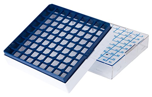 neoLab Polycarbonat Kryoboxen, 81 Plätze, Blau, 135mm x 135mm x 53mm, 4 Stück von neoLab