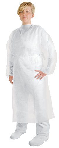 neoLab Vlies/Polypropylen Besucherkittel mit Armgummi, Weiß, 130cm Länge, 10 Stück von neoLab