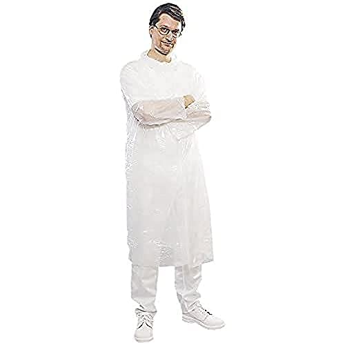 neoLab LDPE Einmalkittel, Weiß, 125cm Länge, 10 Stück von neoLab