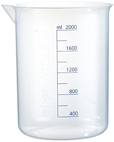 Vitlab Polypropylen Griffinbecher, Hohe Form, Graduiert, Transparent, 2000mL Kapazität, Höhe 187mm Vitlab Polypropylen Griffinbecher, Hohe Form, Graduiert, Transparent, 2000mL Kapazität, Höhe 187mm von Vitlab