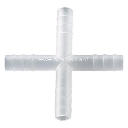 Bürkle Polypropylen Kreuzverbinder für 9mm-11mm Schläuche, Zylindrische Tülle, 10 Stück von neoLab