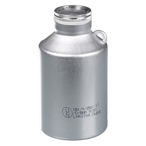 Bürkle Aluminium Transportflasche mit Ventil, Silber, 250mL Kapazität, 140mm Höhe, 65mm Durchmesser von neoLab